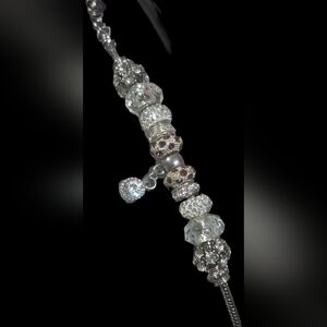 Chic Silver and Purple Beaded Bracelet